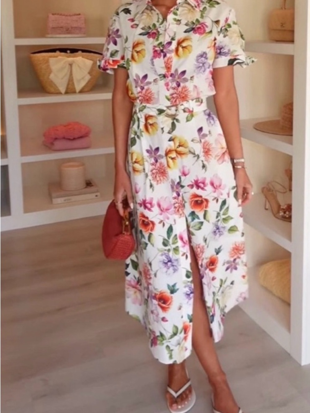ZARA BELTED FLORAL PRINTED POPLIN MIDI SHIRT DRESS NEW W/TAGS - Picture 9 of 11